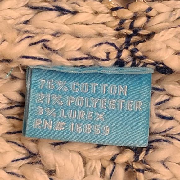 J McLaughlin Womens Knit Blue White Cotton Blend Cardigan Sweater Medium - Picture 6 of 11